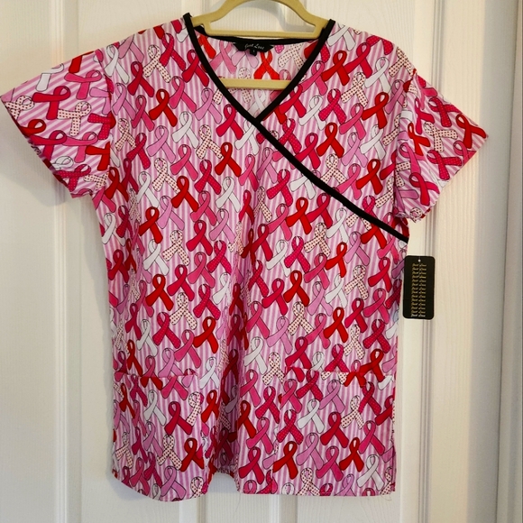 Just Love Tops - Just Love Pink Breast Cancer Scrub Top